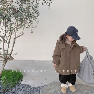 Korean Style Thickened Cotton Jacket for Children Winter New Arrival Fur Lined Middle Length Workwear for Boys And Girls