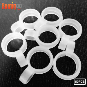 Homigoo-50ชิ้นล้างรอบลื่นยางพลาสติกไม้แขวนเสื้อจับสําหรับตะขอราวตากผ้าแหวน