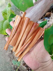 Pipa cangklong kayu damar pinus 11cm tembus senter