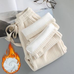 Winter Thicken Warm Girls Pants Children Padded Casual Wide Leg Trousers Kids School Loose Fleece Autumn Pants Teenager Clothing