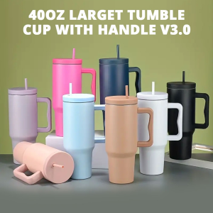 summer tumbler with straw 40oz Large Capacity Tumbler Stainless Steel Thermos Bottle Cold and Hot Insulated Cup with Handle Portable Travel Car Ice Cup Stainless tumbler Water Bottle