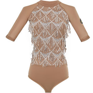 Bộ Đồ Tập Khiêu Vũ Latin Chuyên Nghiệp Cho Nữ Mùa Xuân Hè Mới Về Quần Áo Khiêu Vũ Hiện Đại Quốc Gia Một Mảnh Cổ Tròn