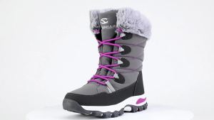 HOBIBEAR Womens Winter Snow Boots Waterproof Outdoor Warm Faux Fur Lined Shoes Non-Slip Lace-Up Boots