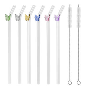 12/5pc Glass Straws Reusable Borosilicate Drinking Straws for Tea Juice Milkshake Home Party Drinkware Smoothie Cocktails Straw