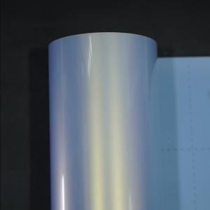 50Cm Sticker FANCHI ID-8138 PET Glossy Color Shift Blue White Gold / Meter