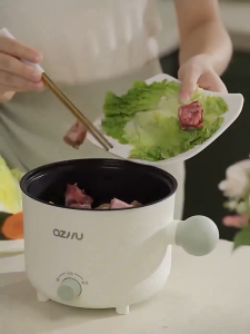 Mini Electric Hot Pot Non-Stick Ramen Cooker with Steamer Portable Rice Cooker 600W Fast Heating for Dorm & Office