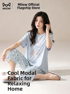 MiiOW | Summer Short Sleeve Seven-Eights Pants Set Leisure Wearable Cartoon Sleepwear