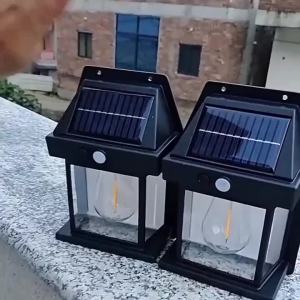 Solar Outdoor Waterproof LED Wall Light Powerful Solar Energy Lamp with Light Sensor for Garden Yard Fence House Decoration