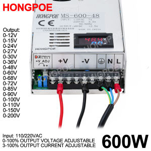 Digital Display 600W Adjustable Power Supply 0-12V 15V 24V 27V 30V 36V 48V 60V 68V 72V 85V 90V 100V 110V 150V 200V AC To DC