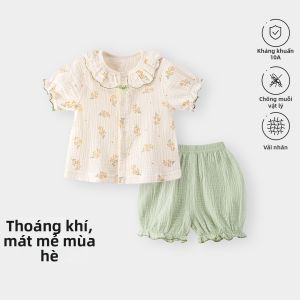TONGLIANCHUXIN | Bộ Áo Ngắn Tay Cotton Muslin Nhẹ
