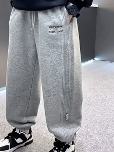 COD Korean Trendy Loose Cargo Pants For Boys 6-15YRS Cotton Baggy Pants With 3 Pockets Jogger Pants Baggy Pants Drawstring Elastic Waist Casual Sweatpants