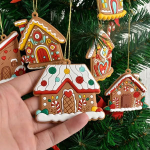 6 ชิ้น/เซ็ต Gingerbread House จี้ต้นคริสต์มาสแขวนเครื่องประดับ 2024 Noel Navidad ตกแต่งบ้านใหม่ปีของขวัญ 2025