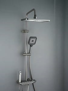 4 in 1 Space Aluminum Bathroom Shower Set Hot and Cold Shower Set with Faucet Piano Keys Design