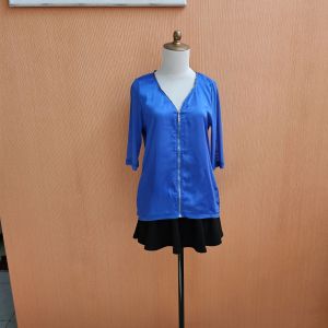 atasan wanita biru elektrik birel M cewek tile MEWAH blouse vneck cute