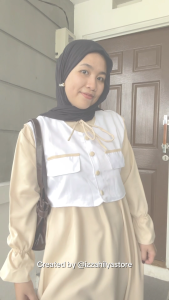 Izza Dress Vest Set Remaja Bahan Shakila Polos Busui