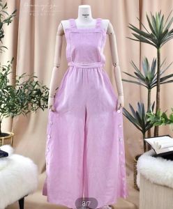 P0015-095 PIMNADACLOSET -Apron Linen Jumpsuit