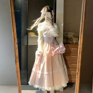 CHANGTONG | Off-Shoulder Patchwork Dress With Waistline