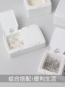 Small Pop-up Storage Box with Lid White Plastic Jewelry Organizer Boxes Portable Dustproof Makeup Cotton Swab Storage Box Eco-friendly Durable Pop-up Button Plastic Flip Box Practical Small Objects Assortment Container