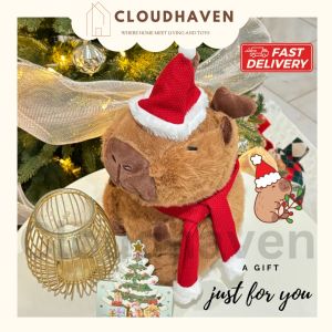 Christmas Capybara Plush Toy Cute Capibara Plushie Toy Anak Patung Comel Cute Stuffed Animal Cute Christmas Present Gift