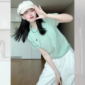 HUOLISI | Mint Mamba Green Cool Knit T-shirt
