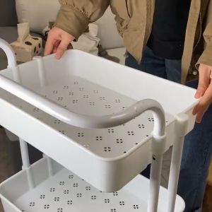 Rak Troli Stainless 4 Susun Serbaguna Dengan Roda Dan Pegangan Untuk Dapur Kamar Mandi Dan Salon