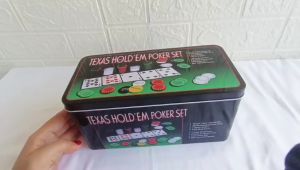 TEXAS HOLDEM POKER SET Blackjack Mat 200 Poker Chips Set Casino Poker Card Games