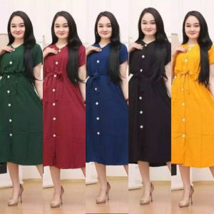 Hanum Dress Premium - Dress Polos - Dress Busui - Dress Rayon - Homey Dress - COD