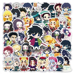 Bandai | 50Pcs Demon Slayer Q Version Anime Stickers Waterproof Phone Case Journal Decoration Handheld Accessories
