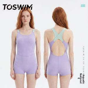 toswim | Conservative and Slimming Square-Leg One-Piece Swimsuit