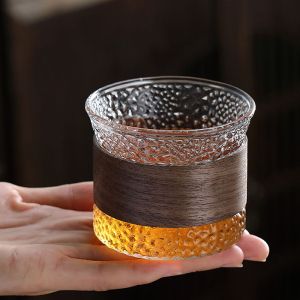 Glass Coffee Tea Walnut Cup Holder Gelas Cangkir Kaca Unik Kopi Teh Tahan Panas