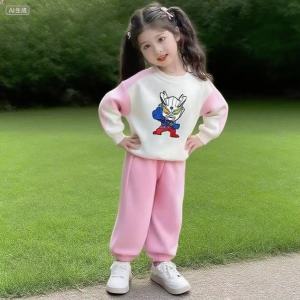 Cotton Long Sleeve Cartoon Ultraman Two-Piece Set for Girls Sporty Cute Outfit Baby Girls Clothing Spring Autumn Winter