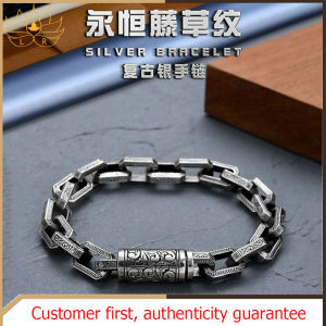 LR-Vine grass pattern bracelet s925 silver fashion simple hip-hop bracelet men and women models domineering fashion bracelet senior sense of auspicious hand jewelry