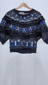 CFBOUTIQUE Korea Woman Summer Floral Embroidered Batwing Blouse