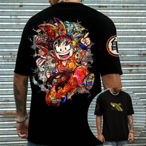 Bandai | Dragon Ball Printed Cotton Short-sleeved Summer Breathable Sports Crew-neck T-shirt for American Men and Women