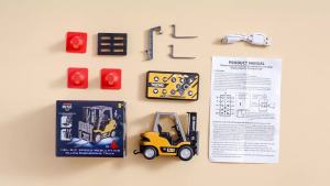 1/64 Alloy Forklift Truck Remote Controll Liftable Engineering Vehicle Tabletop Model toys Collection Gift For Boys