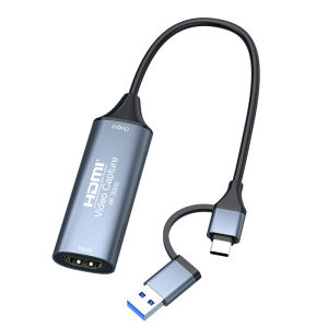 4K USB C Video Capture Card 2 in 1 Type C USB 3.0/2.0 Grabber Record Adapter 1080P 60fps HDMI to USB/USB C Audio Video Recording
