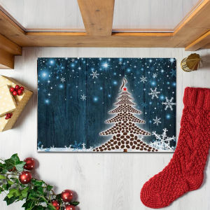 VIKAMA Christmas Crystal Velvet Welcome Mat Indoor And Outdoor Non-Slip And Dirt Resistant Door Mat Bedroom By The Bed Foot Mat