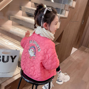 Thickened Cotton Jacket for Girls Lightweight Padded Baseball Style Coat Baby Childrens Autumn Winter Clothes Cotton Puffer