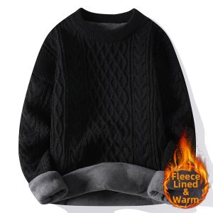 ZUOFEILI | Autumn Winter Thickened Fleece White Cable Knit Sweater