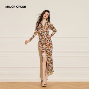 Retro Fashionable Slit Long Dress