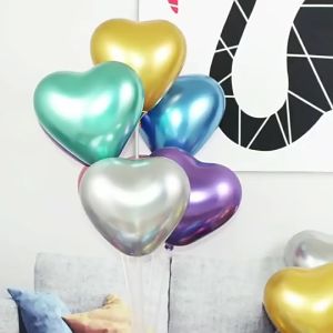 [10pcs] 12 Inch Chrome Heart Latex Balloon Love Anniversary Proposal I Love You Marry Me Valentines Day Room Decoration