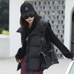 ใหม่ 90 ขนเป็ด หลวม สไตล์เกาหลี ปกตั้ง เสื้อแจ็คเก็ต เสื้อกั๊ก หนาขึ้น เรียบง่าย ปรับอุณหภูมิได้ เชือกรูด ผู้หญิง เสื้อคลุมแฟชั่น