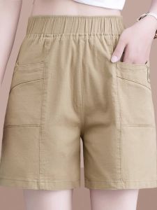 Quần Short Vải Lanh Cotton Mùa Hè Mỏng Rộng Rãi Dáng Chữ a Quần Ống Rộng 5 Inch Quần Công Sở Đa Năng Cho Nữ