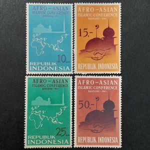 Prangko Indonesia klasik Koleksi Kuno 4 Pcs Seri Afro Asian Islamic Conference Tahun 1965 UN USED