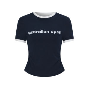 AO Sporty Short Sleeve T-Shirt Women Comfortable Slim Fit Unique Taste Double Collar Summer Casual Wear Cotton Blend Tennis