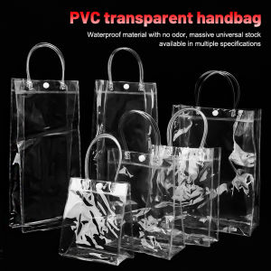 Plastic Transparent Gift Bag PVC Tote Bag Reusable Handbag Simple Fashion Gift Packaging Bag Travel Storage Bag