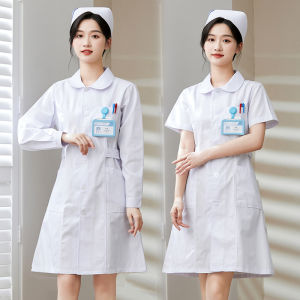 ชุดนักศึกษาพยาบาลแขนยาวฤดูใบไม้ร่วง/ฤดูหนาวสำหรับผู้หญิง ชุดทำงานร้านขายยา คลินิกความงาม เสื้อผ้าผู้หญิง ชุดสองชิ้น