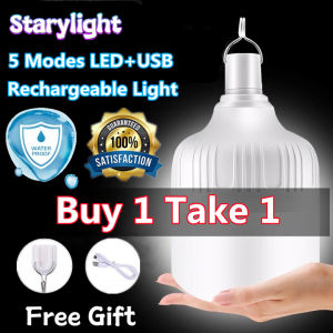【BUY 1 TAKE 1】 5 Modes 8 Hours USB Rechargeable light LED Emergency light Bulb Outdoor Camping 5 Mode 30W/60W/90W/120W/150W Waterproof Dimming Portable Light Emergency Light Rechargeable Light charging bulb charge Lamp