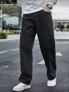 Mens Straight Jeans - Relaxed Fit with Great Drape Tummy & Slimming Dark Grey Wash