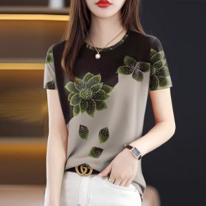 WANGGONGZHU | Fashionable Round Neck Short Sleeve T-Shirt Womens Summer New Design Elegant Personality Korean Style Princess Style Loose Fit